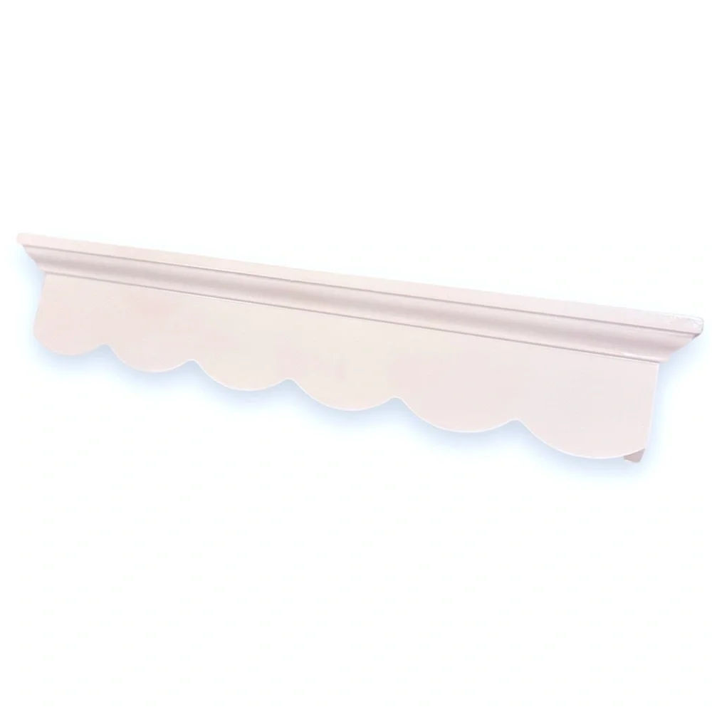 SHABBY CHIC White Wooden Scalloped Floating Shelf - 18” Long